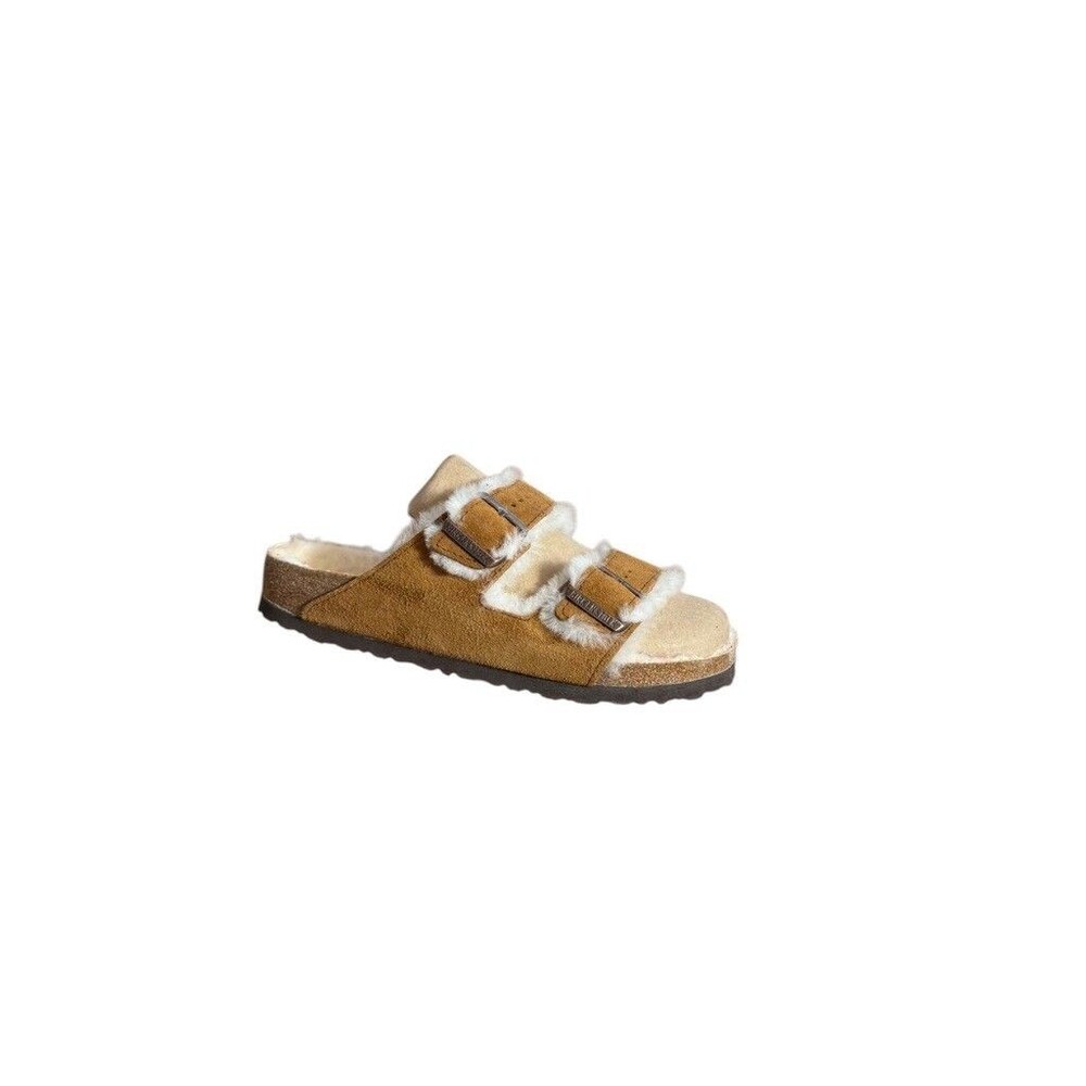 Birkenstock Arizona Shearling Suede Leather Sandals Womens Size US 9 EU 40 Tan